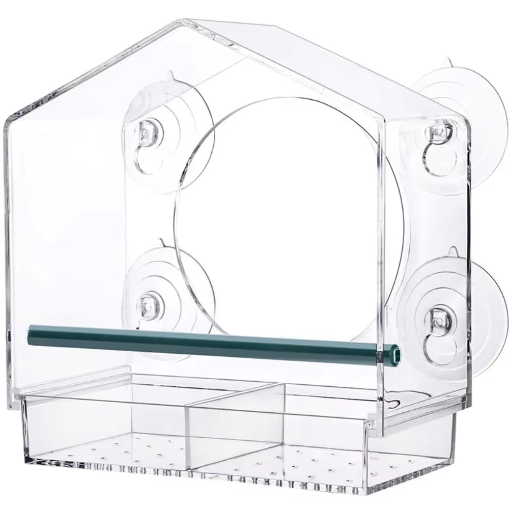 Clear Acrylic Window Bird Feeder – Transparent Hanging Seed Feeder for Windowsills & Glass Surfaces