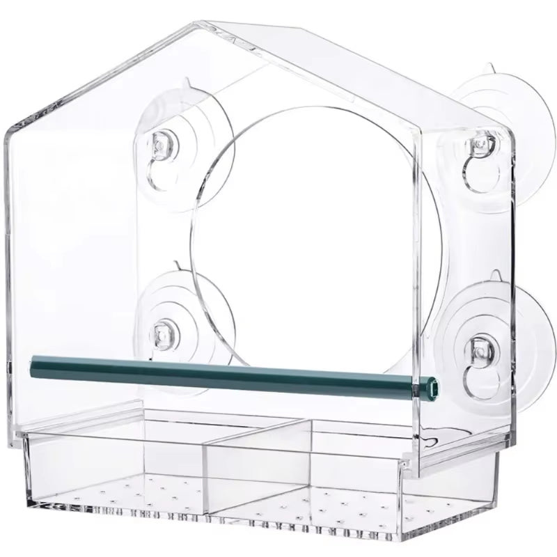 Clear Acrylic Window Bird Feeder – Transparent Hanging Seed Feeder for Windowsills & Glass Surfaces