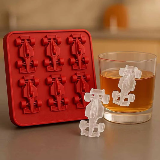 F1 Racing Car Ice Mold – 3D Formula Car Silicone Ice Cube Tray | 6-Cavity Fun Ice & Jelly Mold for Drinks & Desserts